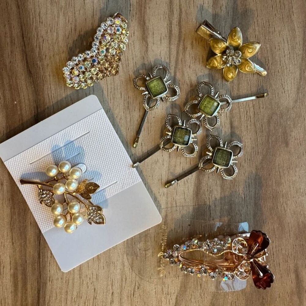 Hair Accessories Lot Rhinestone Ombre Crystal Heart Faux Pearl Floral Bobby Pins